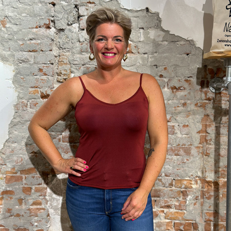 ALKENA zijden hemd 100 zijde VHALS ROOD Naturel Naturel