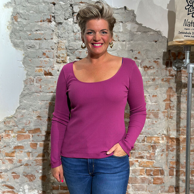 LANIUS basic longsleeve shirt NOLA PLUM biologisch katoen