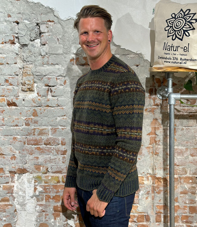 ERIBÉ wollen trui shetland wol supersoft BRODIE WOODLAND