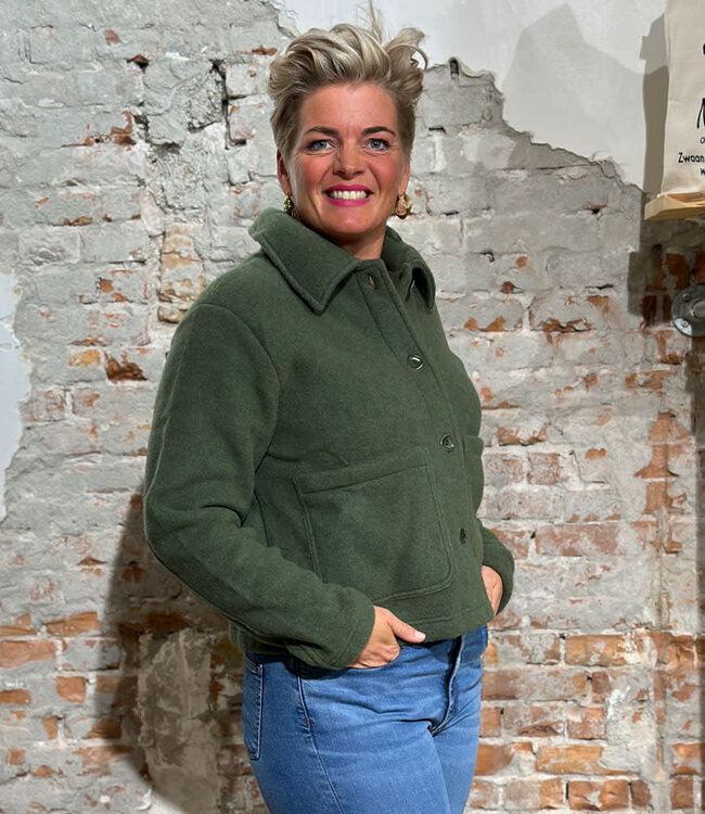 ENGEL korte wollen jas dames wolfleece BOMBERJACK BOSGROEN