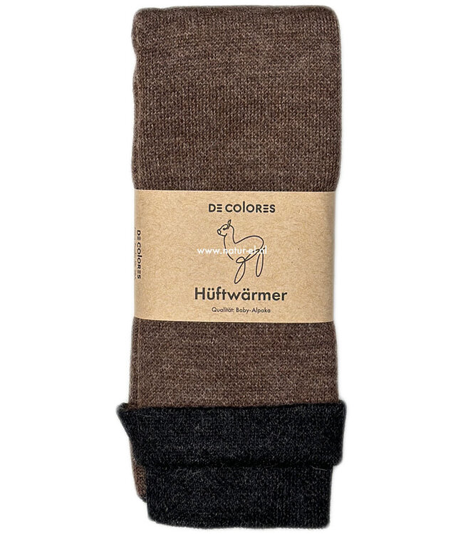 DE COLORES nierwarmer alpaca BRUIN 27 ZWART REVERSIBLE