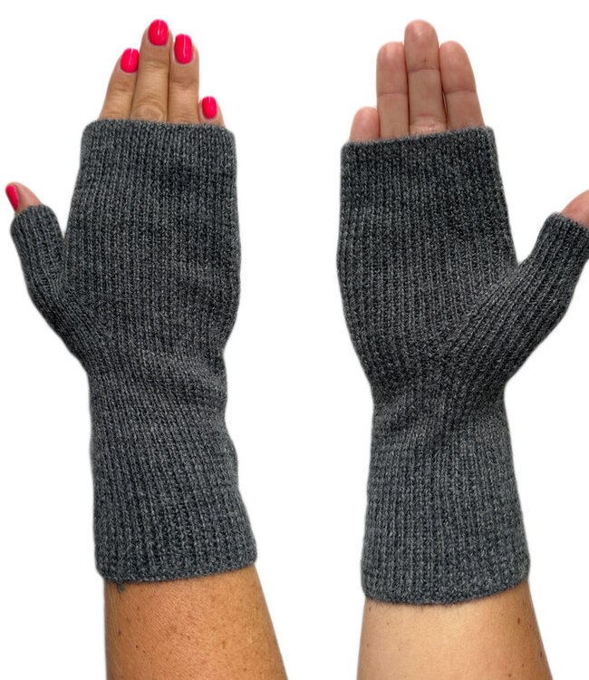 DE COLORES vingerloze handschoen baby alpaca GRIJSGROEN 65