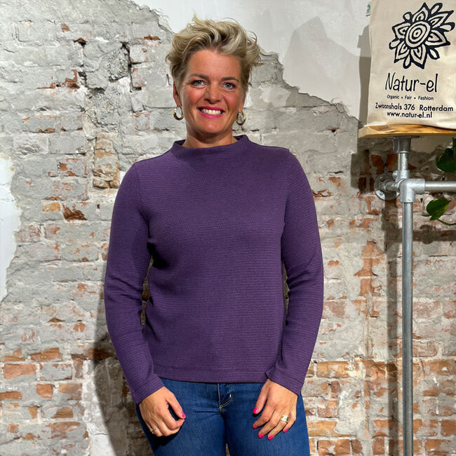 MADNESS trui MONA GRAPE biologisch katoen wafel jersey Natur el Natur el