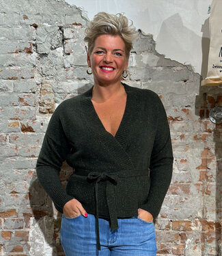 Living Crafts LIVING CRAFTS wollen wikkel vest NINA met overslag OLIVE