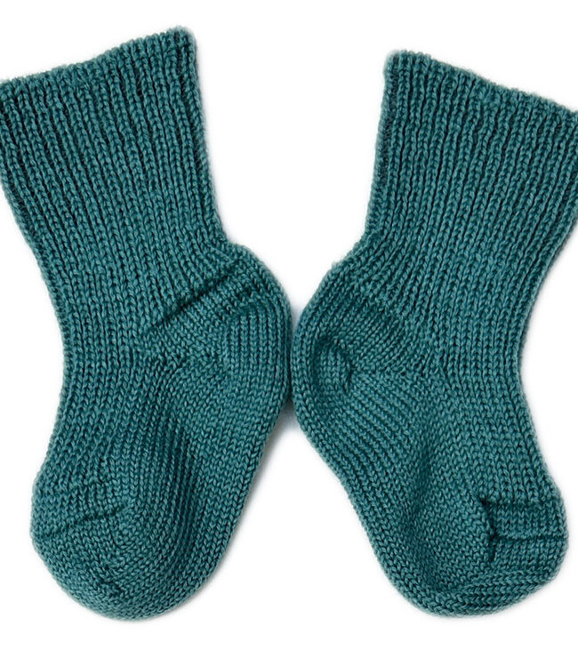 HIRSCH NATUR wollen sokken BABY effen PETROL 781 21