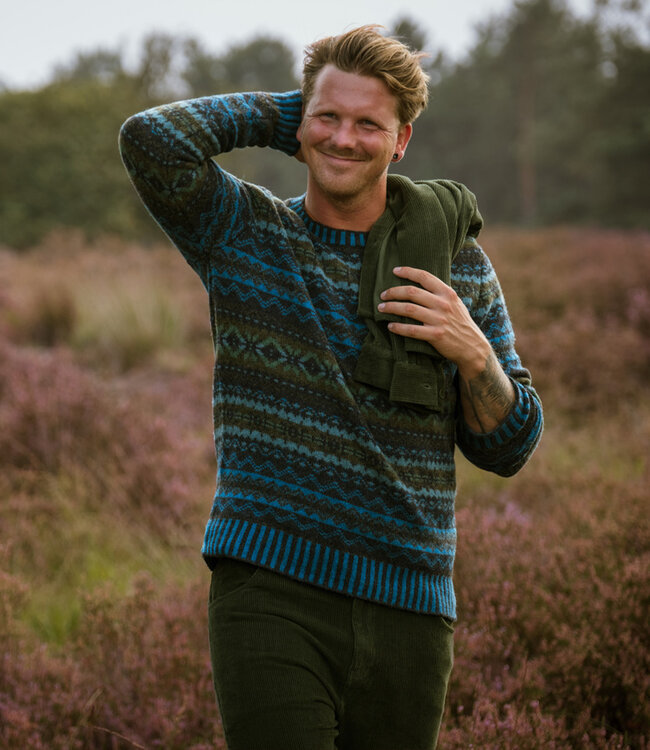 ERIBÉ wollen trui shetland wol supersoft BRODIE KINGFISHER