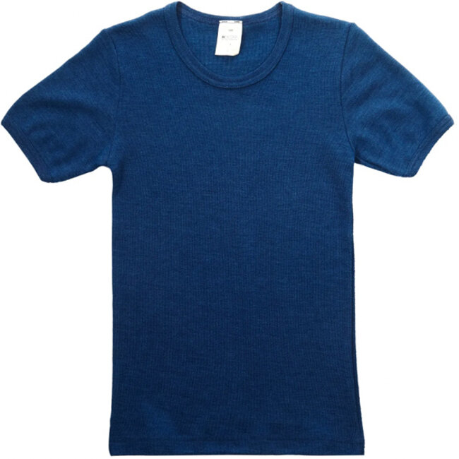 HOCOSA shirt korte mouw wol zijde kind BLAUW