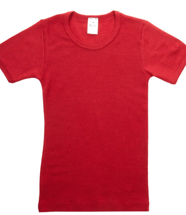 HOCOSA shirt korte mouw biologische wol zijde kind ROOD