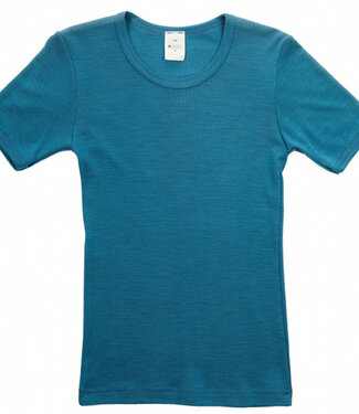 Hocosa HOCOSA shirt korte mouw wol zijde kind ZEEBLAUW