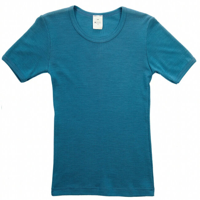Hocosa - shirt korte mouw wol zijde kind * Zeeblauw *