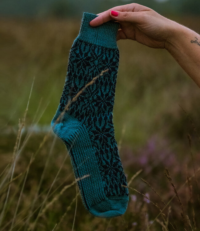 Hirsch Natur Noorse wollen sokken PETROL BLAUW 030 180