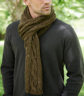 Fisherman out of Ireland Wollen shawl met kabelpatroon OLIVE unisex FISHERMAN