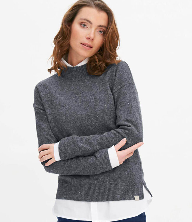 LIVING CRAFTS Wollen trui met col LAINA SMOKE