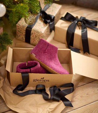 Glerups GLERUPS wollen sloffen pantoffels CRANBERRY RUBBER HONEY