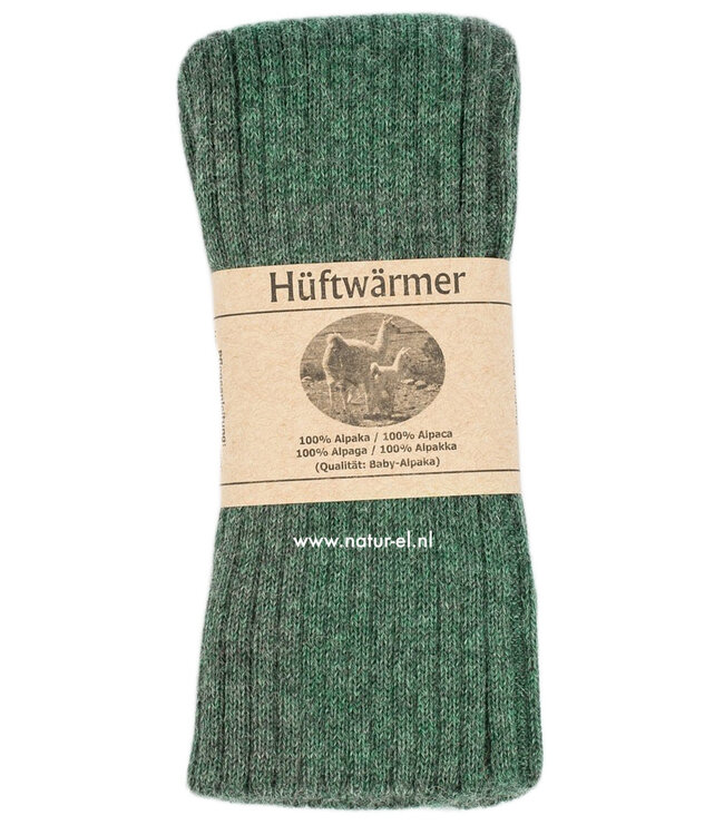 DE COLORES nierwarmer RIB van 100% alpaka GRIJSGROEN 65