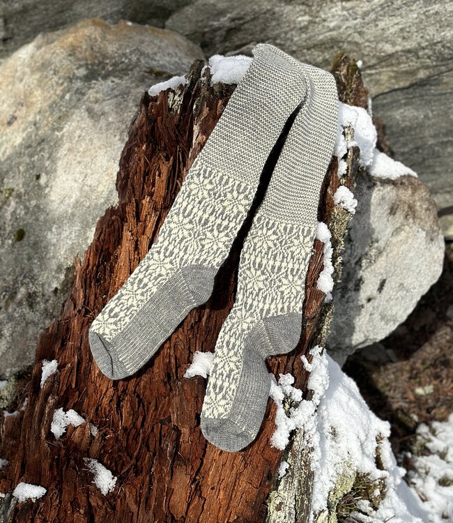 HIRSCH NATUR wollen Noorse KNIEKOUSEN grijs wit 430 39