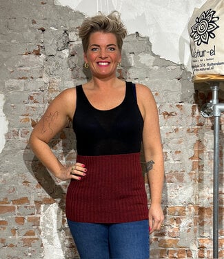 De Colores DE COLORES nierwarmer RIB van 100% alpaka ROOD 47