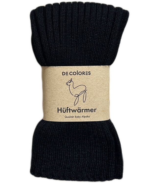 DE COLORES nierwarmer RIB van 100% alpaka ZWART 15
