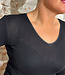 Hocosa - longsleeve wol zijde dames * zwart v-hals *