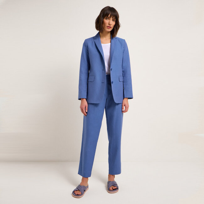 LANIUS blazer van linnen tencel en biologisch katoen EDITH BLUE