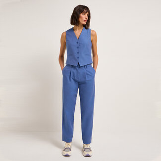 Lanius LANIUS pantalon met plooi SELENE BLUE linnen katoen tencel