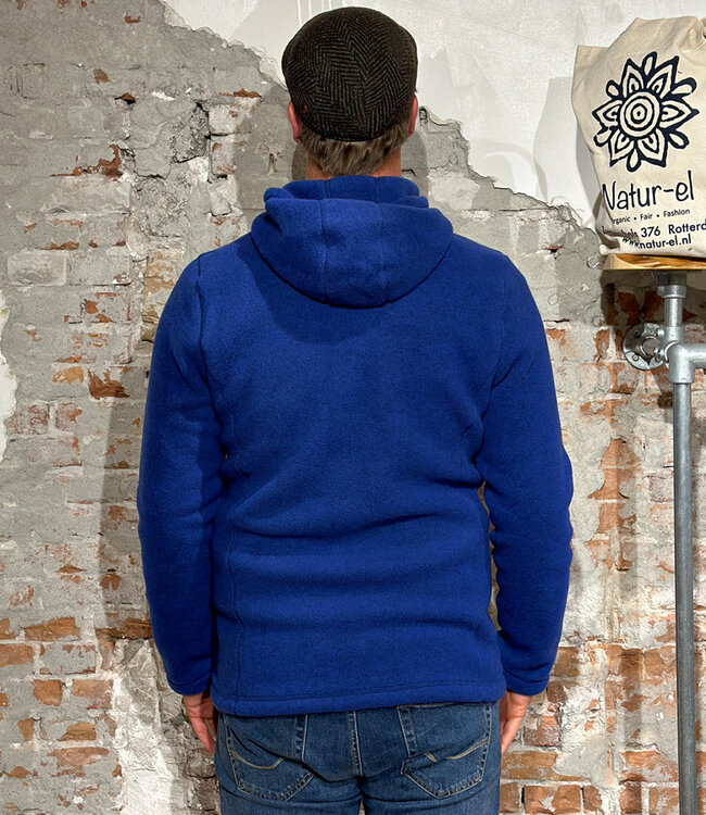 ENGEL Wollen jas vest heren met CAPUCHON wolfleece KOBALT