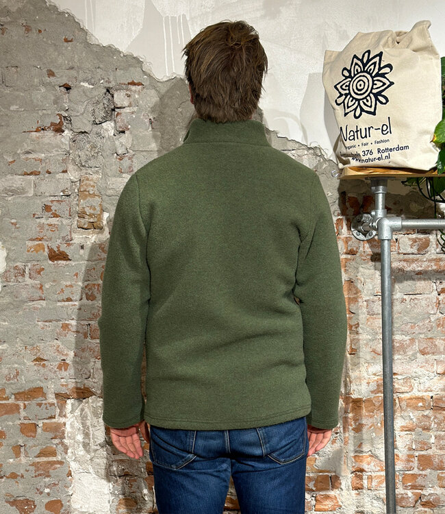 ENGEL Wollen jas vest heren van wolfleece biologische wol BOSGROEN