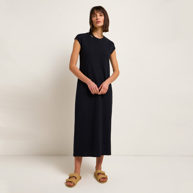 LANIUS maxi jurk LIZ BLACK met cut out biologisch katoen