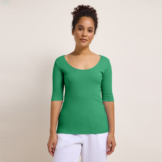 LANIUS basic shirt JOLA GREEN 3/4 mouw biologisch katoen