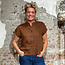 KnowledgeCottonApparel Linnen blouse met opstaande kraag ASTER TIRAMISU