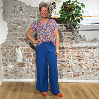 Alma & Lovis ALMA LOVIS Wijde pantalon met plooien van tencel LENE LAPIS