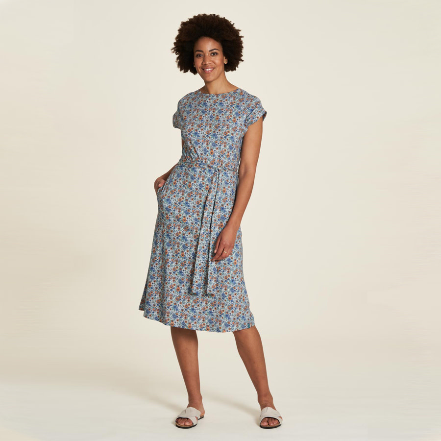 TRANQUILLO jurk met print en ceintuur THEKLA GARDEN Natur el