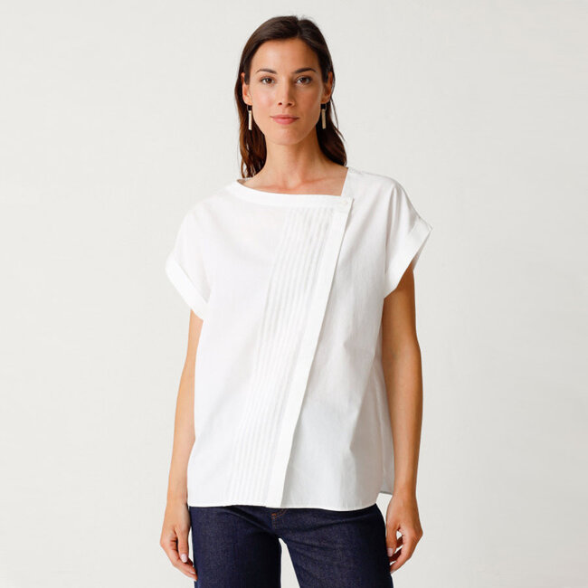 SKFK a-symmetrische blouse ANAIS WHITE biologisch katoen
