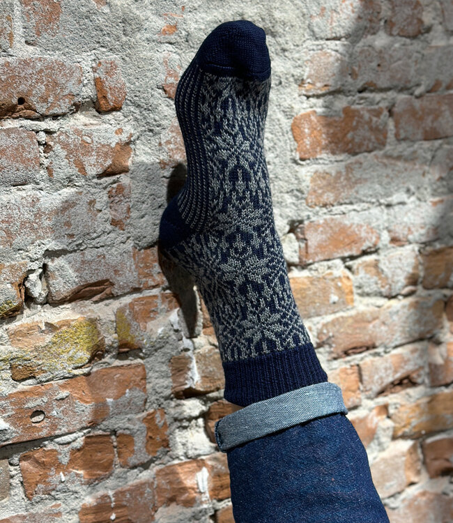 Hirsch Natur Noorse wollen sokken MARINE GRIJS 030 66