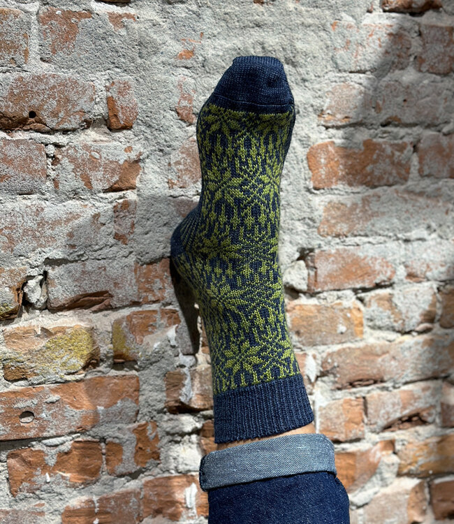 Hirsch Natur Noorse wollen sokken JEANS GROEN 030 189