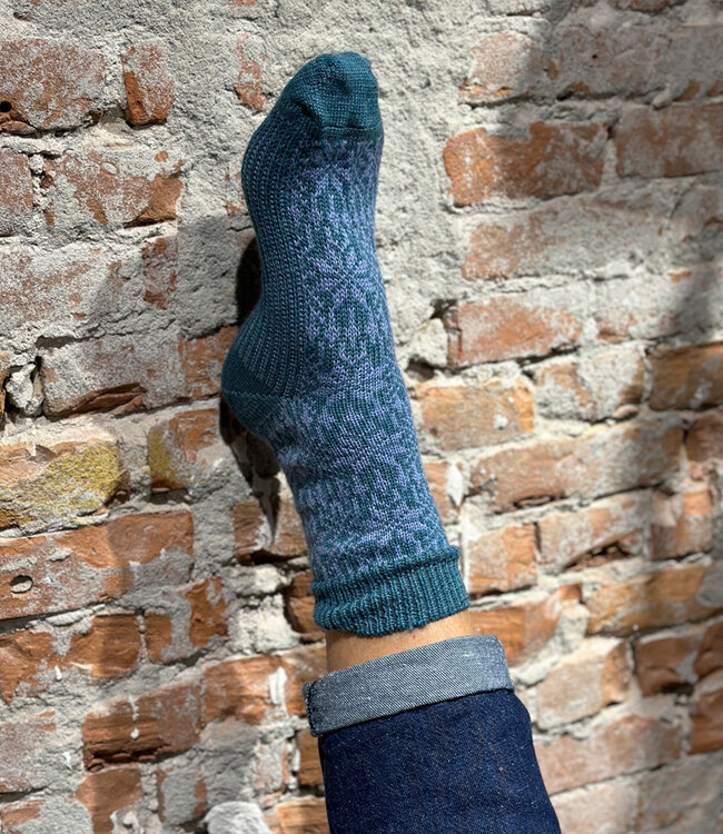 HIRSCH NATUR Noorse wollen sokken TURQUOISE LICHTBLAUW 030 157