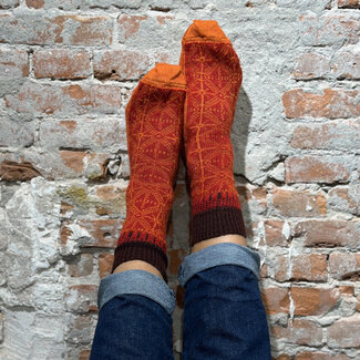 Hirsch Natur Hirsch Natur wollen sokken ijskristal rood oranje *029 206*