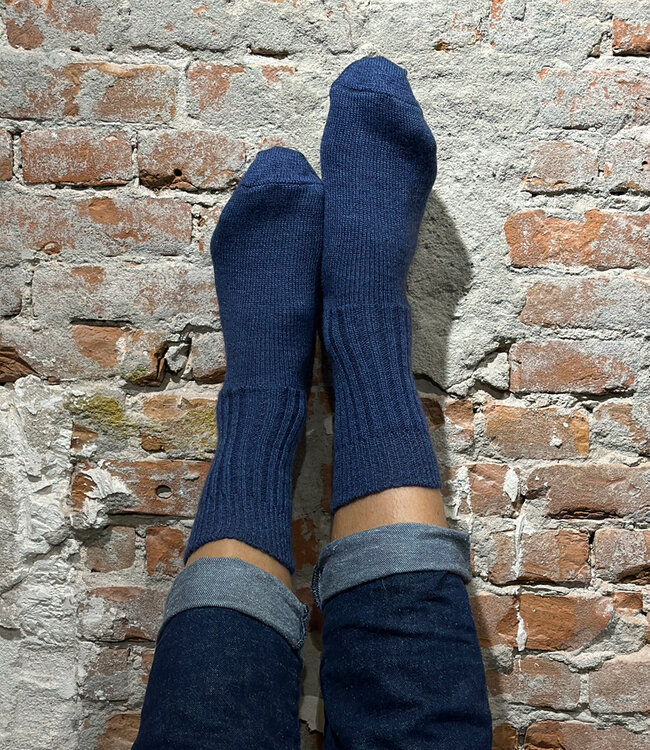 Hirsch Natur wollen sokken effen  JEANS BLAUW  151 27