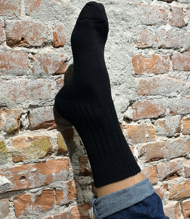 HIRSCH NATUR pure wollen EFFEN sokken effen ZWART 151 14