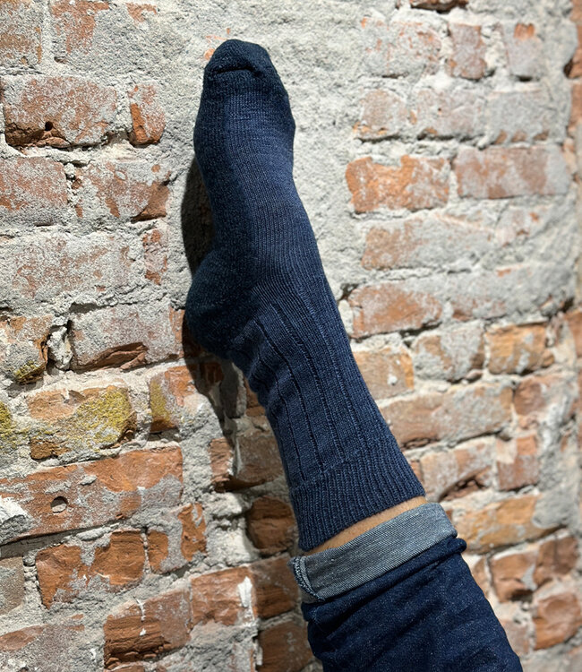 HIRSCH NATUR pure wollen wandel sokken TREKKIES  BLAUW 050 49