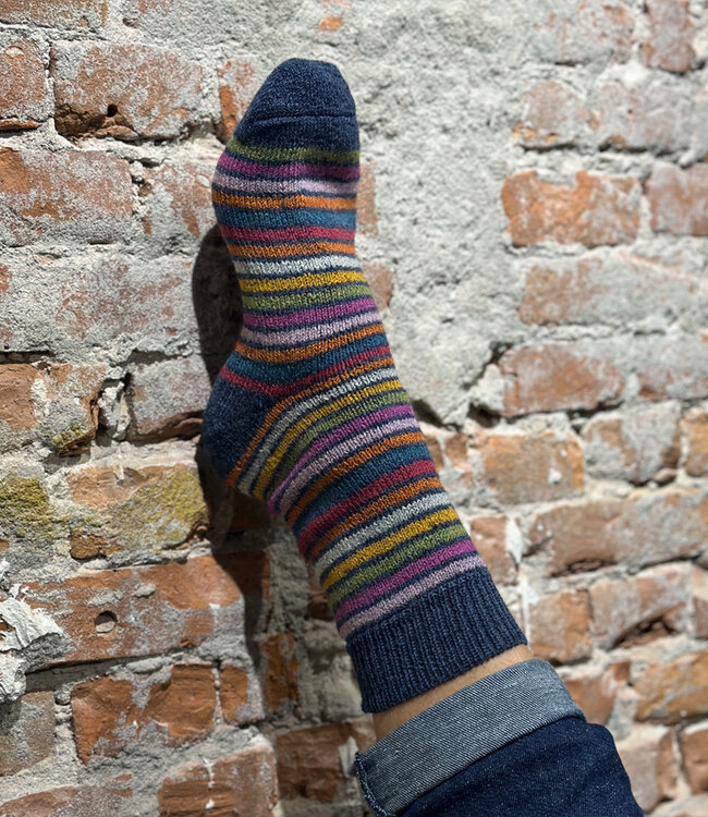 HIRSCH dikke wollen ski sokken REGENBOOG BLAUW 016E 09