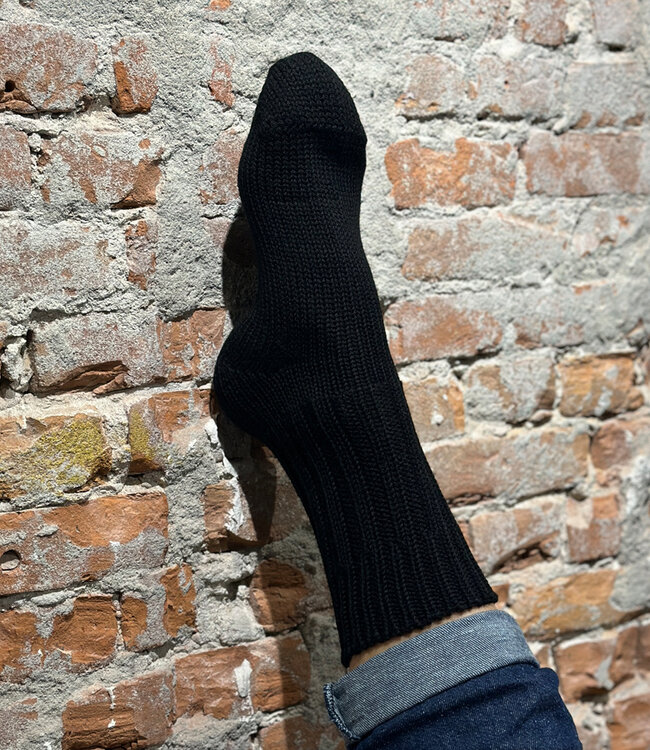 Hirsch Natur wollen sokken effen DIK ZWART 191 14