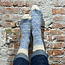 Hirsch Natur Noorse wollen sokken *Ecru  lichtblauw 030 11*