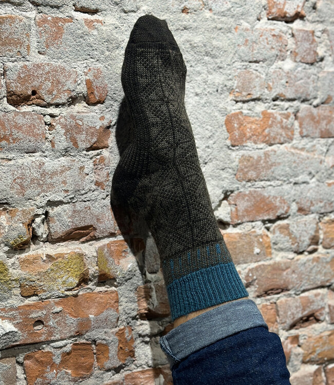 Hirsch Natur wollen sokken ijskristal turquoise bruin *029 207*