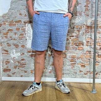 KnowledgeCottonApparel Korte broek short visgraat KAS MOONLIGHT 100% linnen