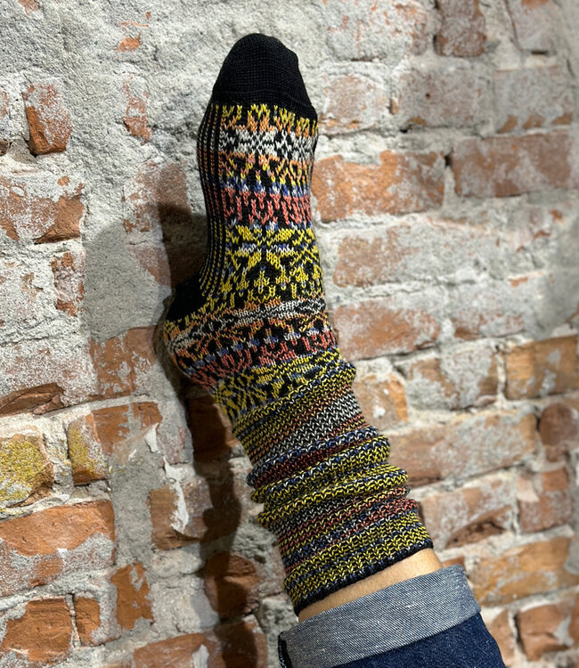 HIRSCH NATUR wollen Noorse KNIEKOUSEN ZWART GEKLEURD 430 119