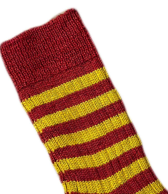 HIRSCH wollen sokken gestreept ROOD OKER 062 211