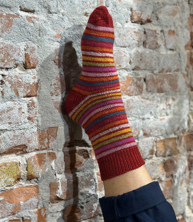 HIRSCH dikke wollen ski sokken REGENBOOG ROOD 016E 31