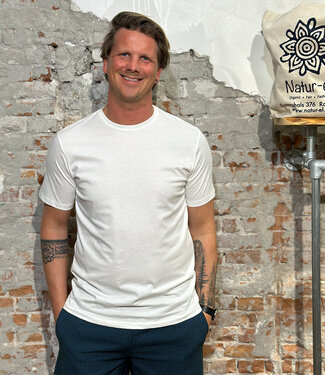 Living Crafts LIVING CRAFTS basic shirt WIT CLARK ronde hals biologisch katoen