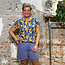 MADNESS korte linnen broek MARIE BLUE met plooien